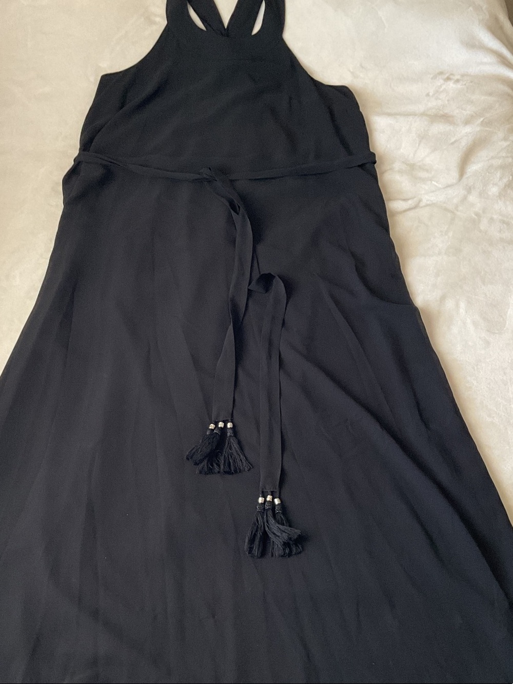City Chic Black Maxi Dress Skirt with Tassel Tie
